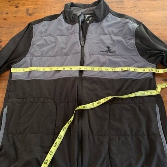 Pebble Beach Black & Gray Quilted Water Wind Resistant Zip Up Jacket Sz M - Picture 6 of 6
